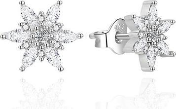 Agato - Charming silver earrings Snowflakes AGT-E003PW