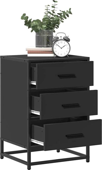 Produktbild VidaXL Nachttisch Schwarz 40x34,5x60 cm Holzwerkstoff und Metall Nachtschrank