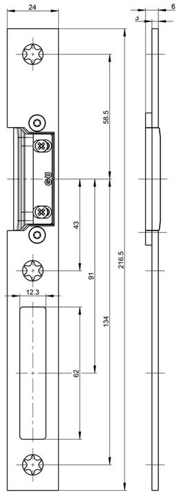Image du produit G-U Gâches Secury 216x24x3mm R, ER mat (Plaque de frappe)