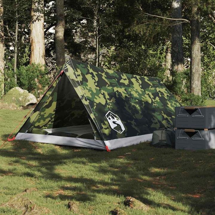 Immagine prodotto VidaXL Tenda da campeggio 2 persone con motivo mimetico impermeabile (Tenda a cupola, 1.40 kg, 2 persone)