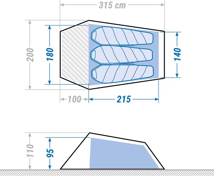Actual product image Forclaz MT900 (Tunnel tent, 2.30 kg, 3 persons)