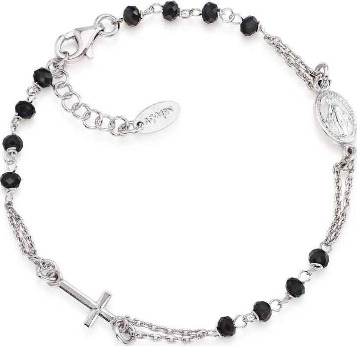 Amen Rosary Crystal Cross Armband (18 cm, 925er Silber)