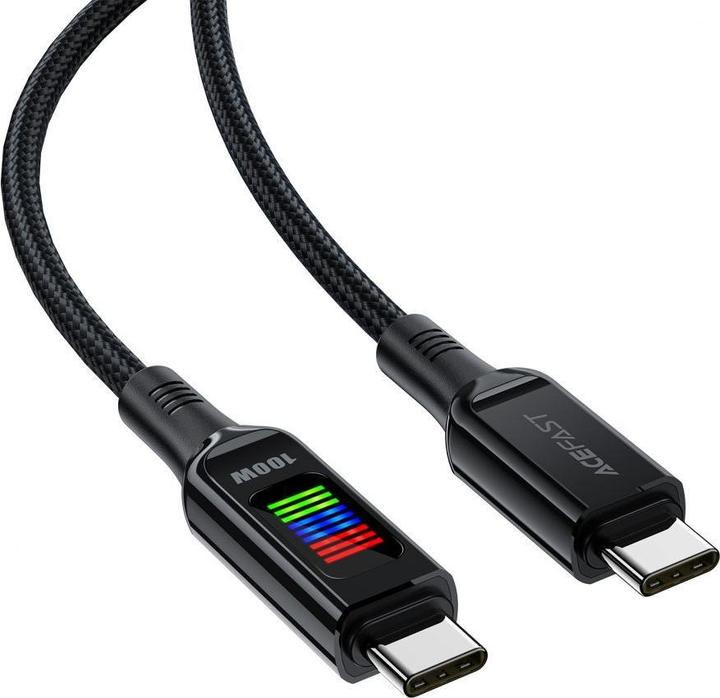 Image du produit Acefast Câble C7-03 USB-C USB-C 100W 1,2m avec écran - noir (1.20 m, USB 3.0)