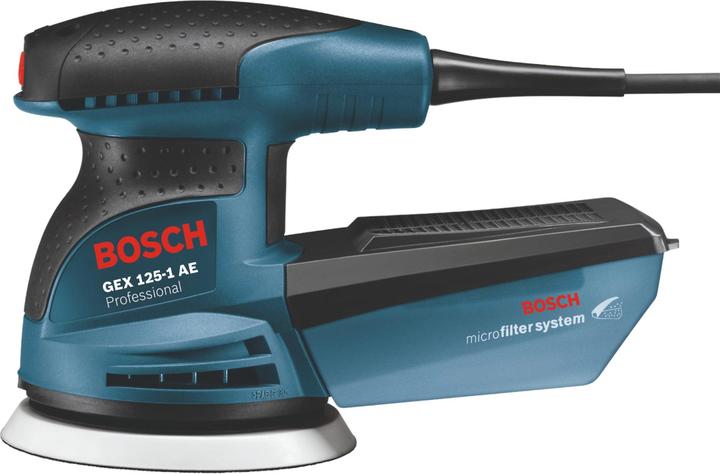 Immagine prodotto Bosch Professional Levigatrice rotorbitale GEX 125-1 AE, con 3 fogli abrasivi C470, in valigetta (Levigatrici rotorbitali, 250 W)