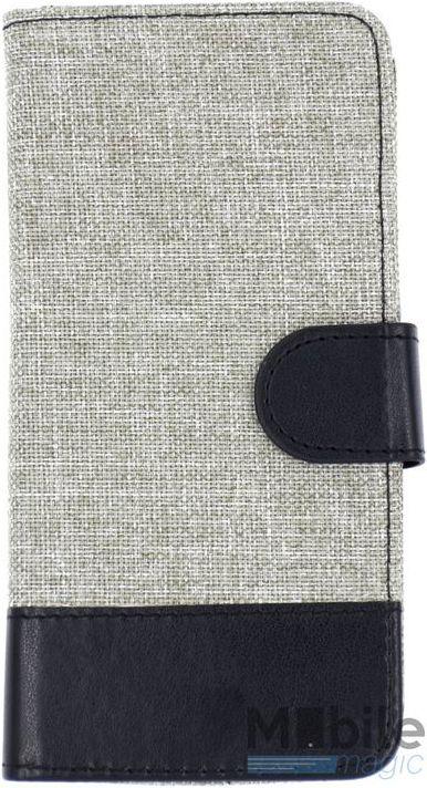 Produktbild Hermex Samsung Galaxy S6 Edge Stoff Leder Hülle Etui Flipcase Cover Case Tasche Canvas Kartenfach GRAU