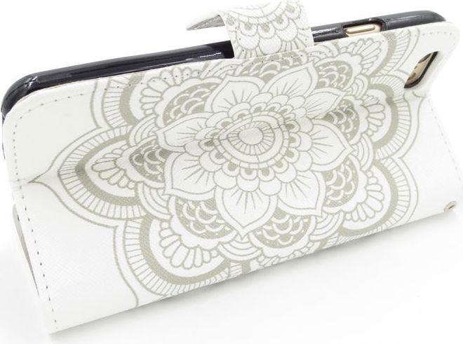 Produktbild Hermex iPhone 7 Plus Mandala Henna Leder Etui Tasche Hülle Case WEISS