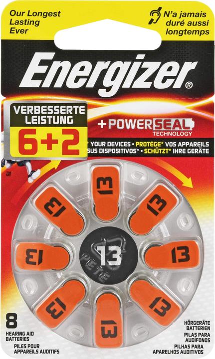 Energizer Hörgeräte Batterie (Typ 13, 1.4V) (8 Stk., Gerätespezifisch, 280 mAh)