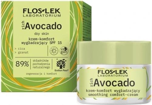 Floslek FLOS-lok Rich Avocado Cream-Comfort-SPF 15 pro Tag, 50 ml (Sonnencreme, SPF 15, 50 ml)