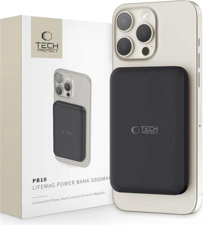 Immagine prodotto Tech Powerbank techninės apsaugos PB10 LifeMag 5000 mAh Juodas (5000 mAh, 15 W)