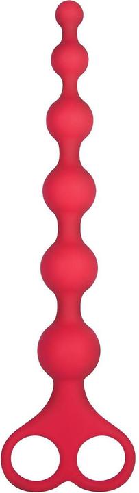 Actual product image NMC 8 inch ribbed silicone anal beads red
