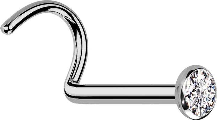 Actual product image Star Piercing Nose stud curved silver with flat hemisphere crystal silver (Titanium G23)