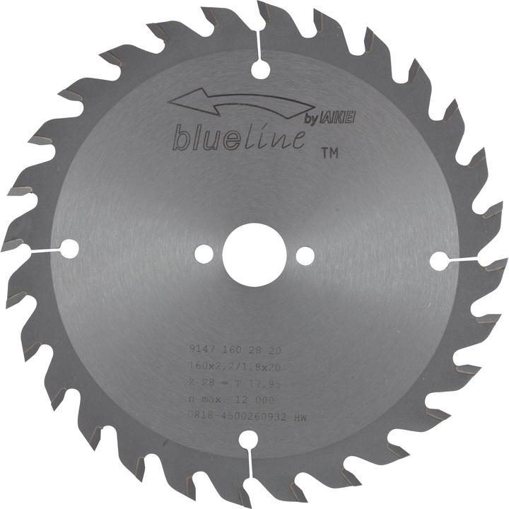 Ake Kreissägeblatt blueline für Holz & Kunststoff Ø 160 x 2,2 x 20 mm, 28 Zähne