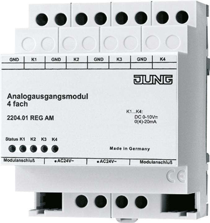 Produktbild JUNG Analogaktor KNX Erw REG 4TE 0-20mA 0-10V 2204.01REGAM