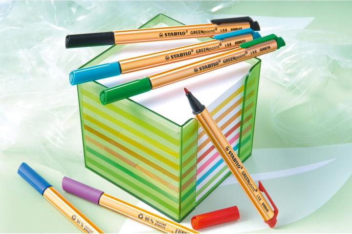 Produktbild STABILO GREENpoint umweltfreundlicher Filzschreiber (Grün, Schwarz, Lila, Türkis, Blau, Rot, 6 x)