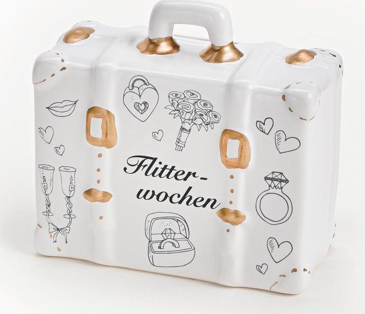 Produktbild G. Wurm Spardose Koffer Just Married 6 x 14 x 13 cm (14 x 13 x 13 cm)