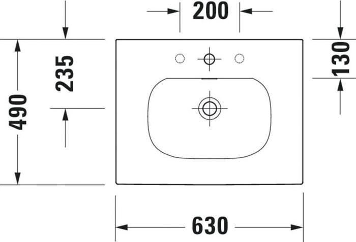 Produktbild Duravit Waschtisch VIU 630x490mm m ÜL m HLB o Hahnloch weiss WG (490 mm, 630 mm)
