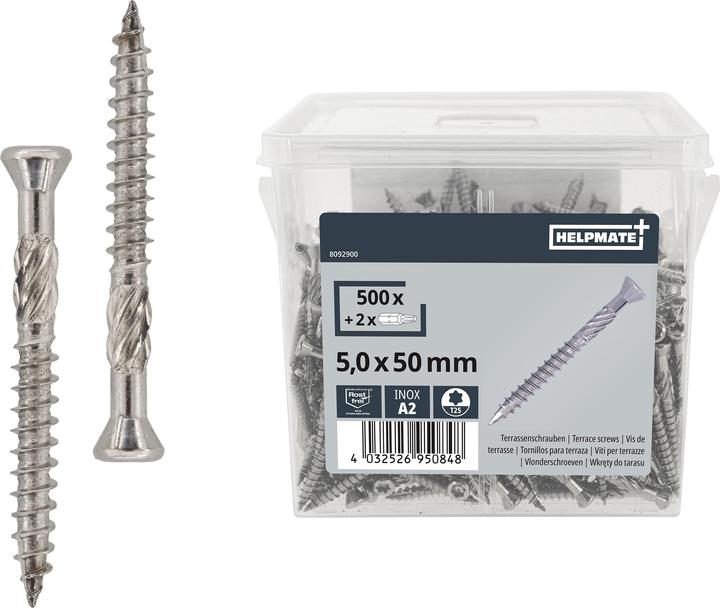 Actual product image Helpmate Terrassenschrauben 5x50 T-Antrieb, Edelstahl A2, 500 Stück (500 Screws per piece)