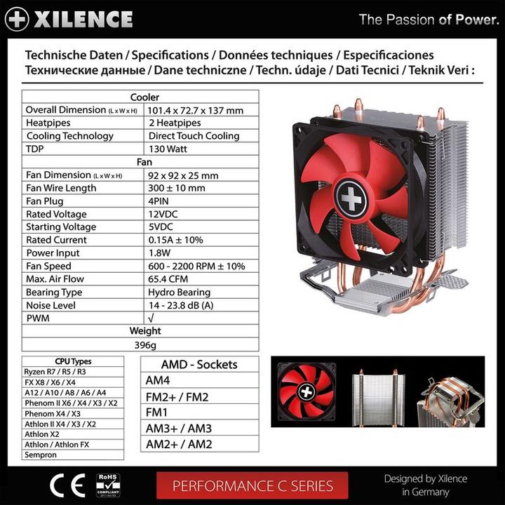 Immagine prodotto Xilence 600/2200 rpm, 65,4 CFM, 14/23,8 dB (137 mm)