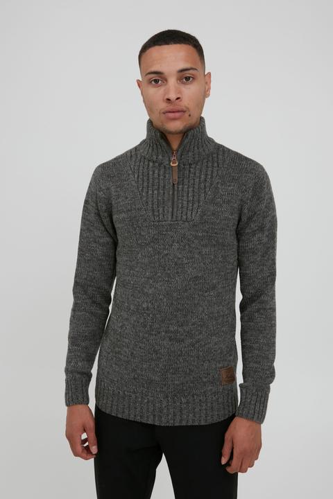Actual product image Solid Philostrate Men's Jumper Chunky Knit Pullover Troyer Made Of 100% Cotton With Zipper (L)