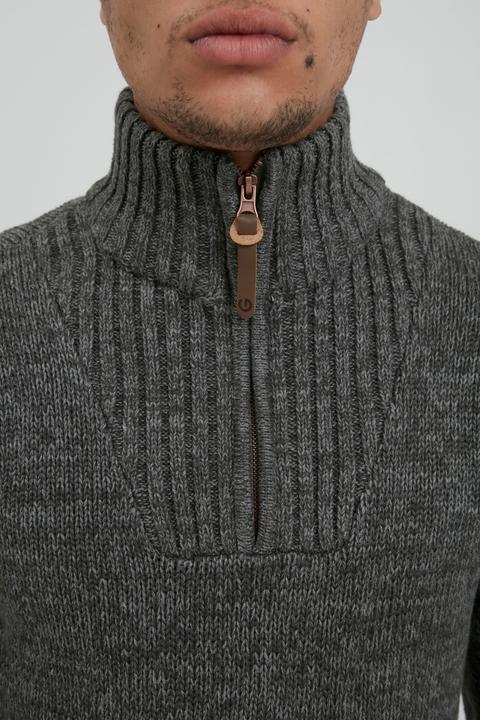 Actual product image Solid Philostrate Men's Jumper Chunky Knit Pullover Troyer Made Of 100% Cotton With Zipper (L)