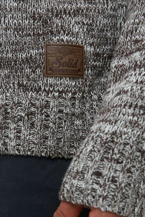 Image du produit Solid Philostrate Pull En Grosse Maille À Col Camionneur Pull-Over Pour Homme 100% Coton Avec Fermet (M)