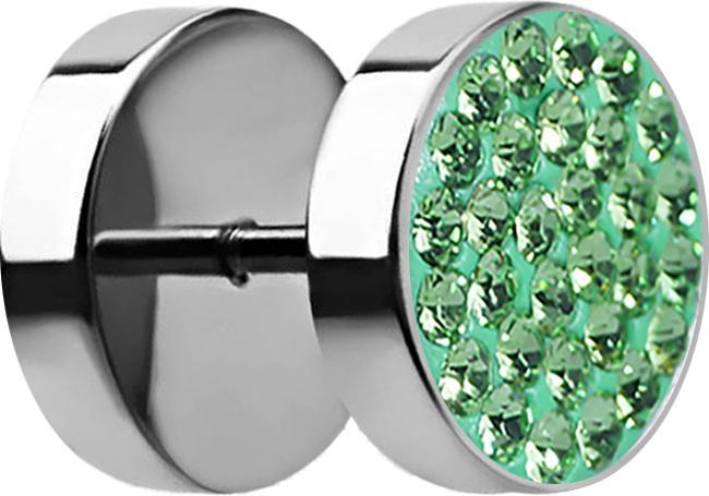 Actual product image Star Piercing Fake plug with crystal green (Surgical steel 316L)