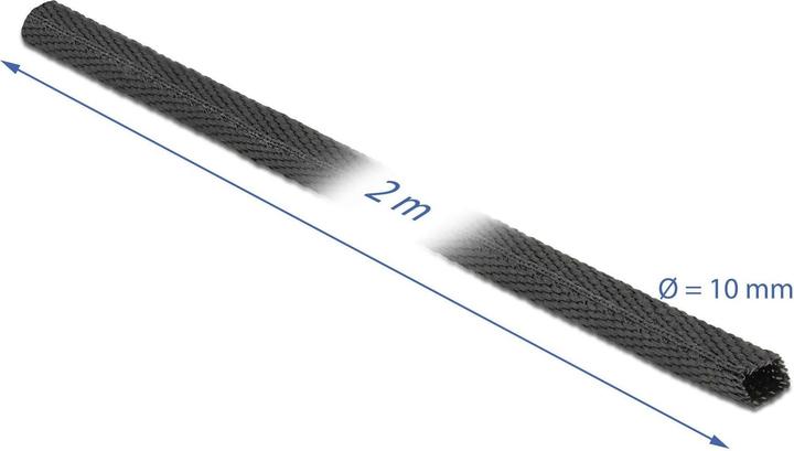 Produktbild Delock Gewebeschrumpfschlauch 2 m x 10 mm Schrumpfungsrate 2:1 schwarz (1 x)