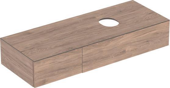Geberit VariForm Unterschrank für Aufsatzwaschtisch, zwei Schubladen, Ablagefläche, Geruchsverschl (140 x 56 x 32 cm)