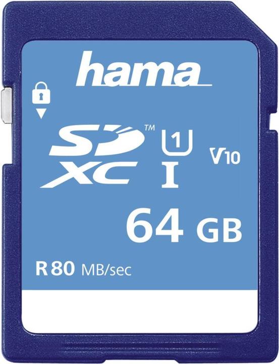 Produktbild Hama SDXC 64GB Class 10 UHS-I 80MB/s (64 GB, SDXC, U1, UHS-I)
