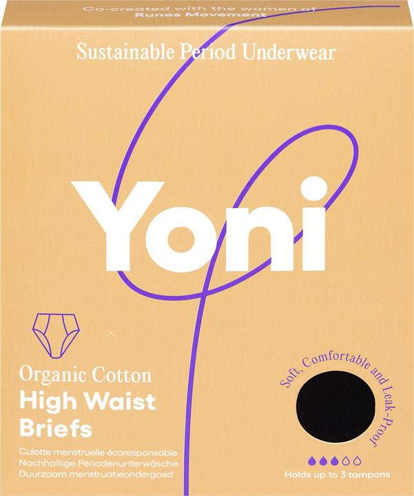 Yoni Periodenunterwäsche - Bio-Baumwolle - Bikini Style - schwarz XS (XS)