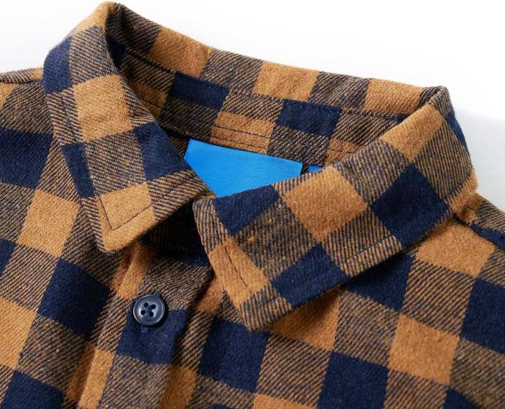 Immagine prodotto VidaXL Camicia da bambino con motivo a quadri cognac e blu 92,Materiale: 80 (92)