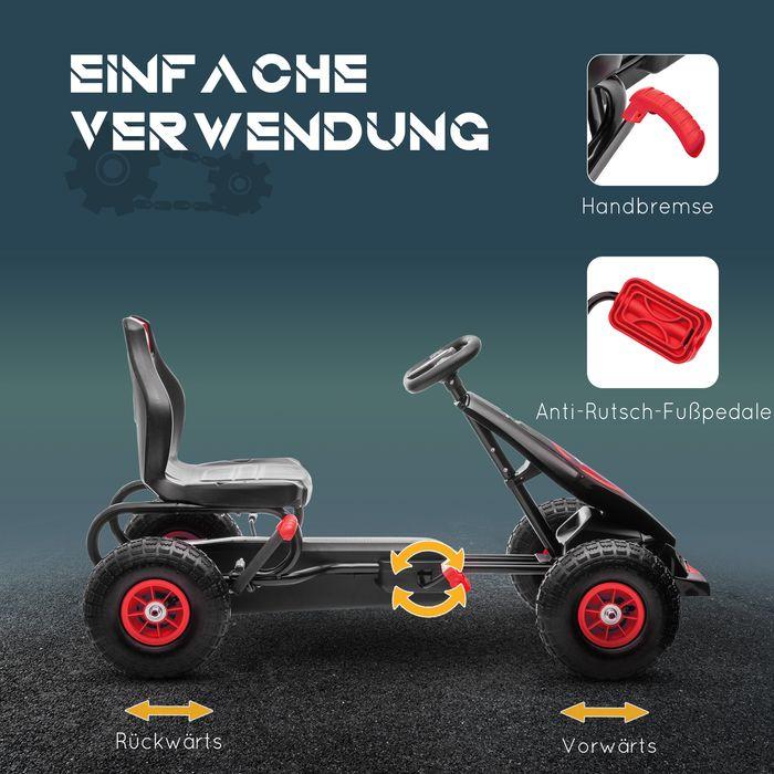 Image du produit Swisshandel24 Gokart, véhicule pour enfants avec siège réglable, véhicule à pédales avec pneus en caoutchouc