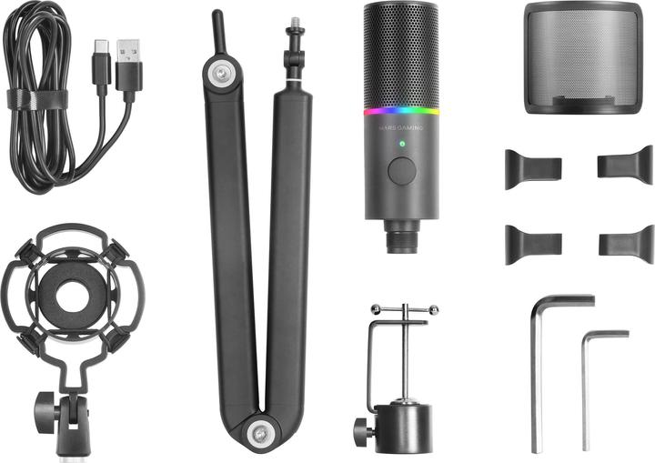 Actual product image Mars Gaming Microphone Mmic-Xt RGB Avec Bras De Montage (Noir)