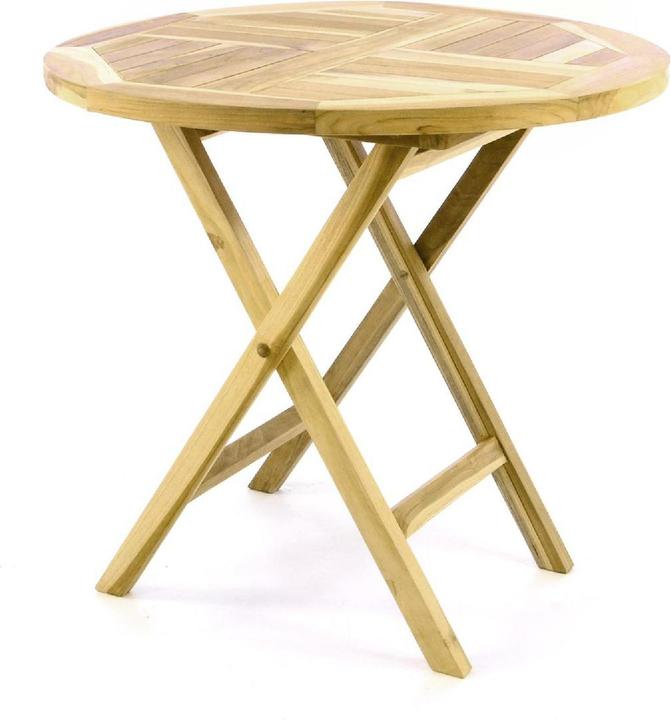 VCM Gartentisch Balkontisch Klapptisch hochwertig Teak Holz natur Ø80cm (80 cm)