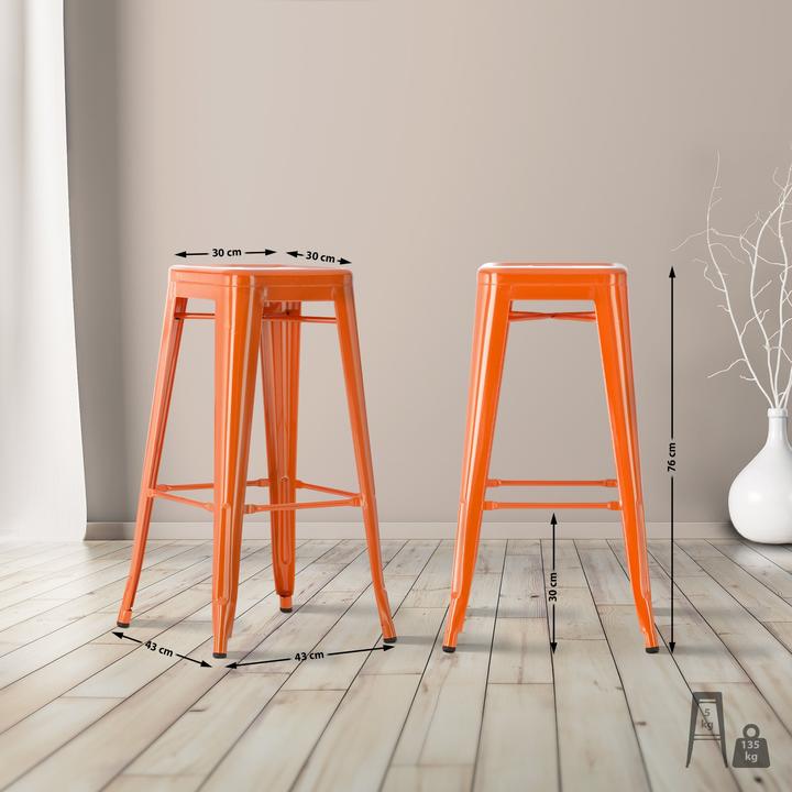 Image du produit CLP Lot de 2 tabourets de bar Joshua, orange