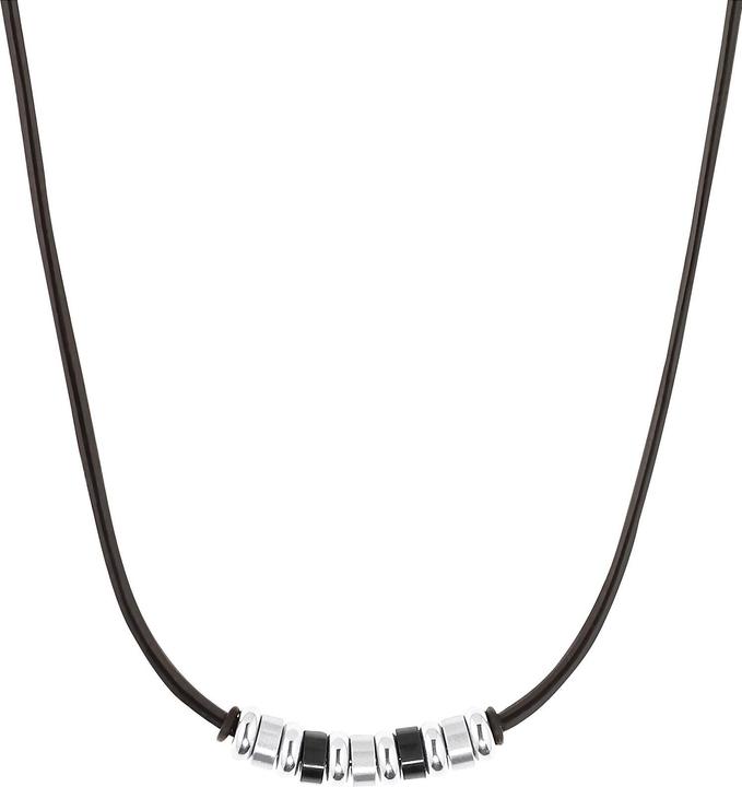 Immagine prodotto S.Oliver Collana da uomo, acciaio inossidabile, pelle (Acciaio inossidabile, Cuoio, 45 cm)