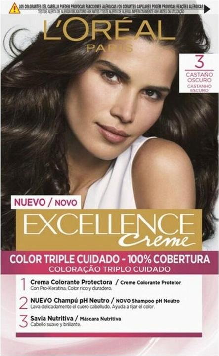 L'Oréal Paris Dauerfärbung Excellence Dunkles Kastanien (Nº 3 Dunkles Kastanienbraun)