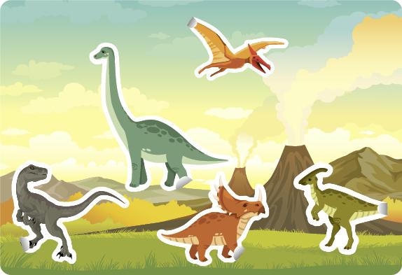Actual product image My stickers + cards + box - Dinosaurs