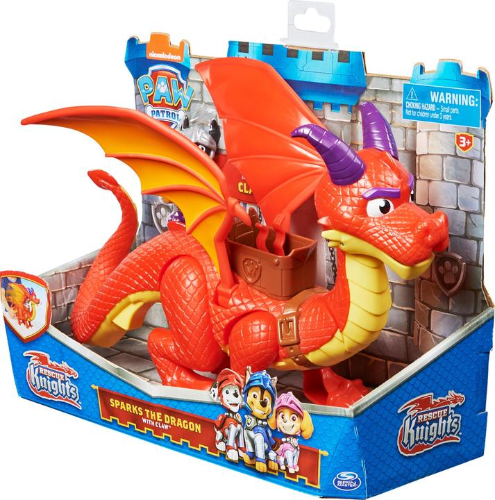 Actual product image Spin Master PAW Patrol Rescue Knights Sparks the Dragon with Wings and Claw puppy action figure