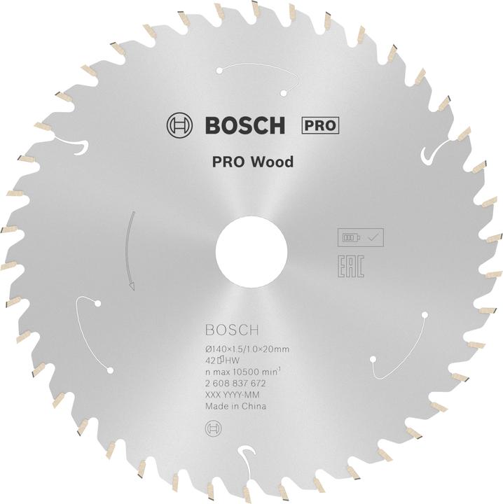 Actual product image Bosch Professional Zubehör PRO Wood cordless circular saw blade, 140 x 1.5 x 20 mm