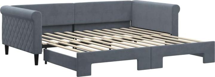 Actual product image VidaXL Tagesbett Ausziehbett Sofabett Gästebett Dunkelgrau 100x200cm Samt (Sofa bed)