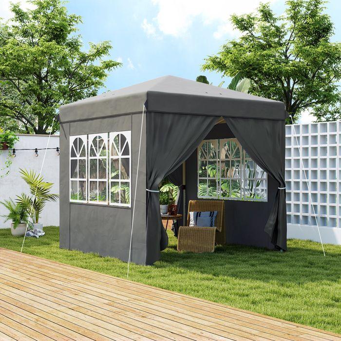 Actual product image Swisshandel24 Faltpavillon 2,5x2,5m, wasserabweisend, mit 4 Seitenteilen, Dunkelgrau (250 cm, 250 cm)