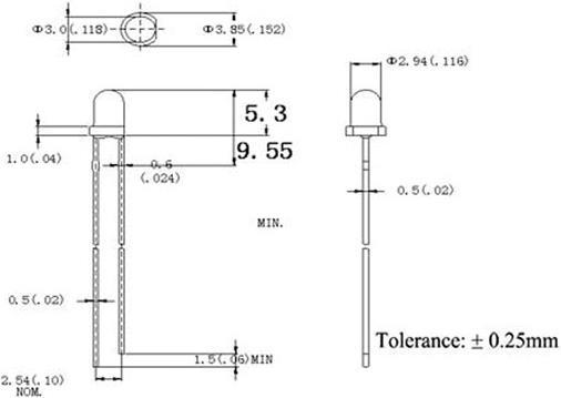 Produktbild Velleman Blue Led 3mm Waterclear 2200Mcd 20Ma