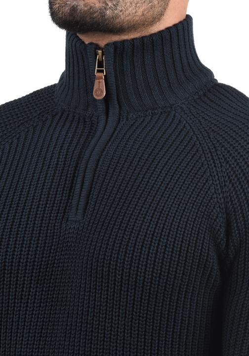 Image du produit Solid Xenox Pull En Grosse Maille À Col Camionneur Pull-Over Pour Homme Avec Col Droit 100% Coton (S)