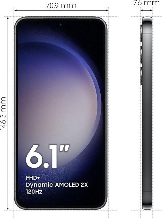 Produktbild Samsung Galaxy S23 (128 GB, Phantom Black, 6.10", SIM + eSIM, 50 Mpx, 5G)