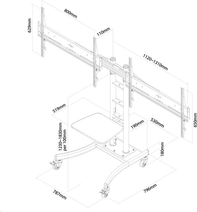 Actual product image Neomounts PLASMA-M2000ED Mobile Display Trolley (70", 124 kg)