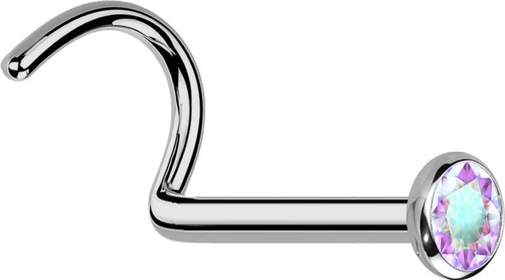 Immagine prodotto Hollywood Body Jewelry Nasenstecker gebogen silber mit flacher Halbkugel Kristall multicolor (senza ottone, Titanio G23)