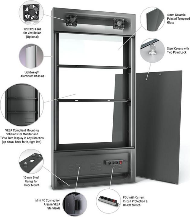 Actual product image DSS Indoor Stele Portrait,43" screen,silver/black
