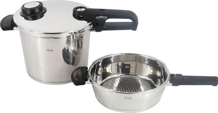 Actual product image Fissler Pressure cooker duo set VITAVIT PREMIUM version 2022 - 6 litres + 3.5 litres (22 cm, Pan set + pot set, Stainless steel)