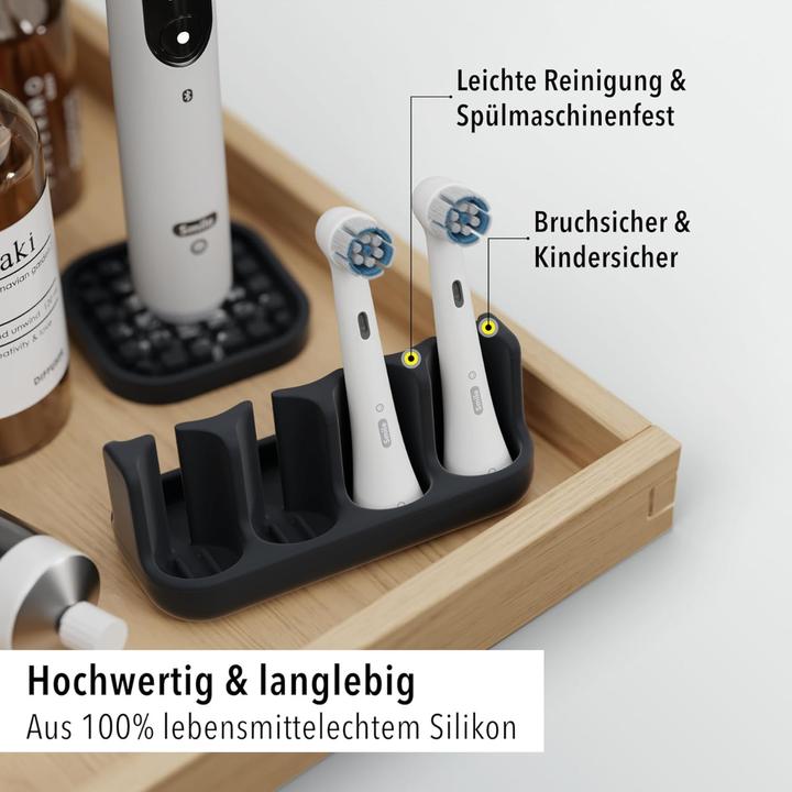 Produktbild Qikfresh Aufsteckbürstenhalter 4er Schwarz (Zahnbürstenhalter)
